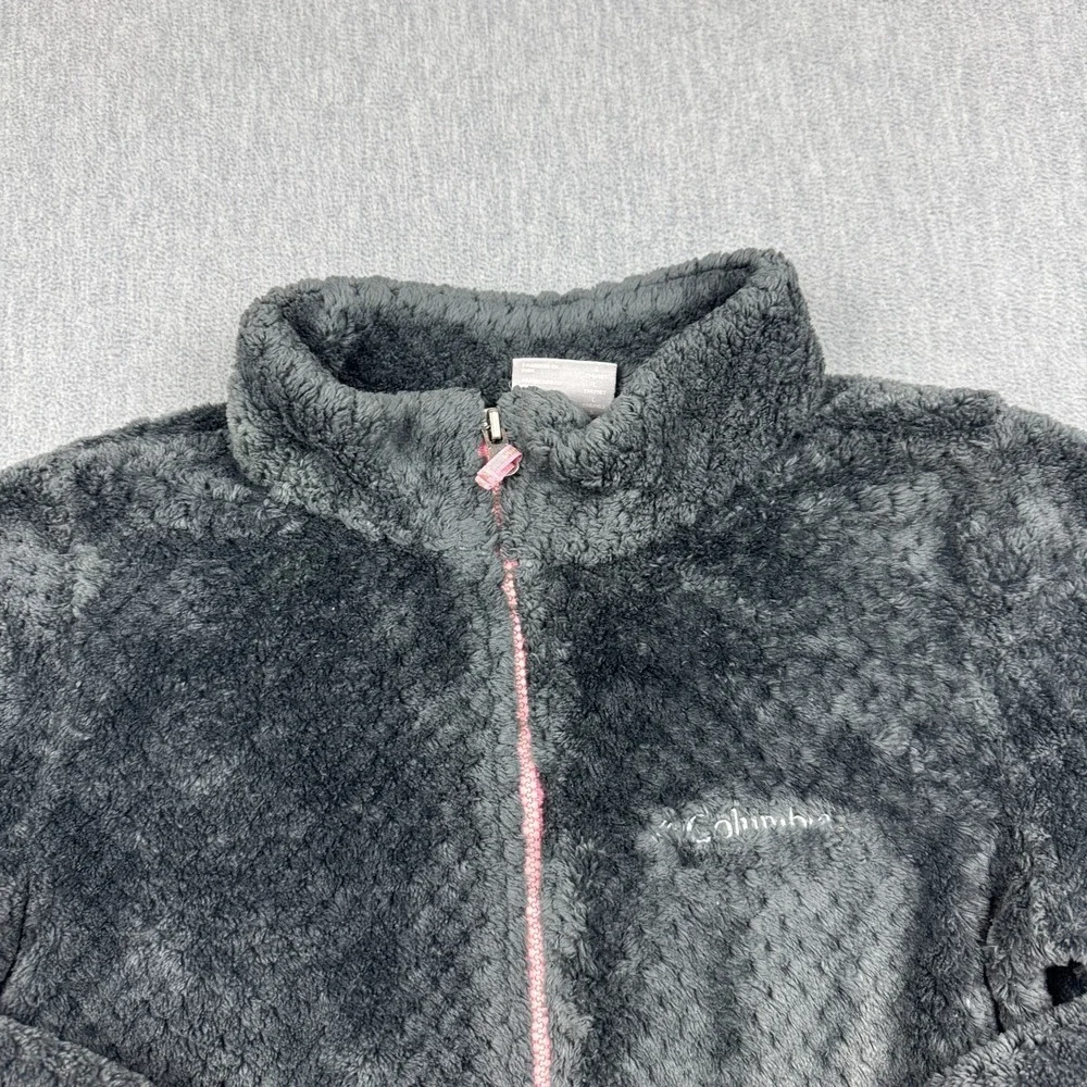Columbia Jacket Girls Large 14-16 Gray Sherpa Fleece Full‎ Zip Fire Side Kids